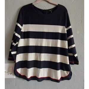 Talbots Tops Sweater Women XLp Striped Cotton, Rayón, 3/4 Sleeve,20 Inch Of Armp
